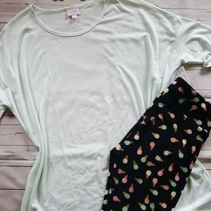 LuLaRoe Outfit aqua Irma Tunic Ice cream leggings
